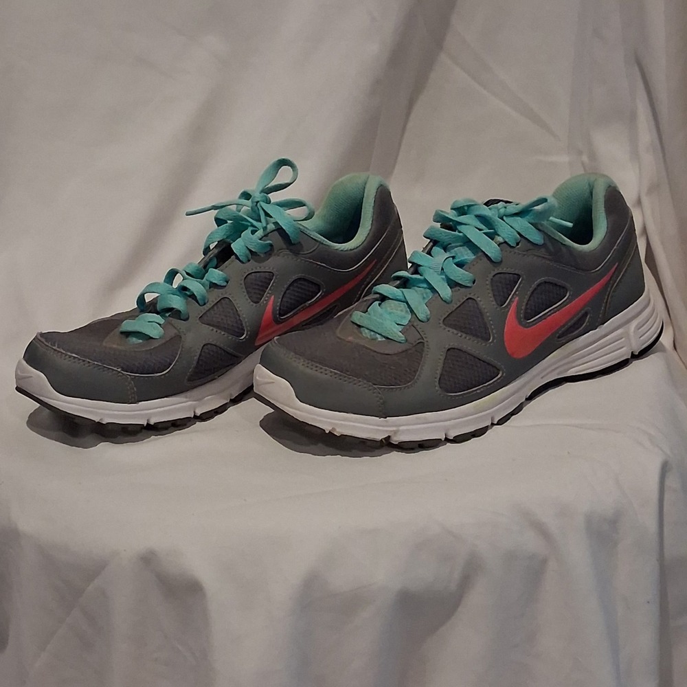 Nike Revolution 2 Womens Running Shoes Grey Pink Teal 488148-002 Size 11 - Picture 2 of 5